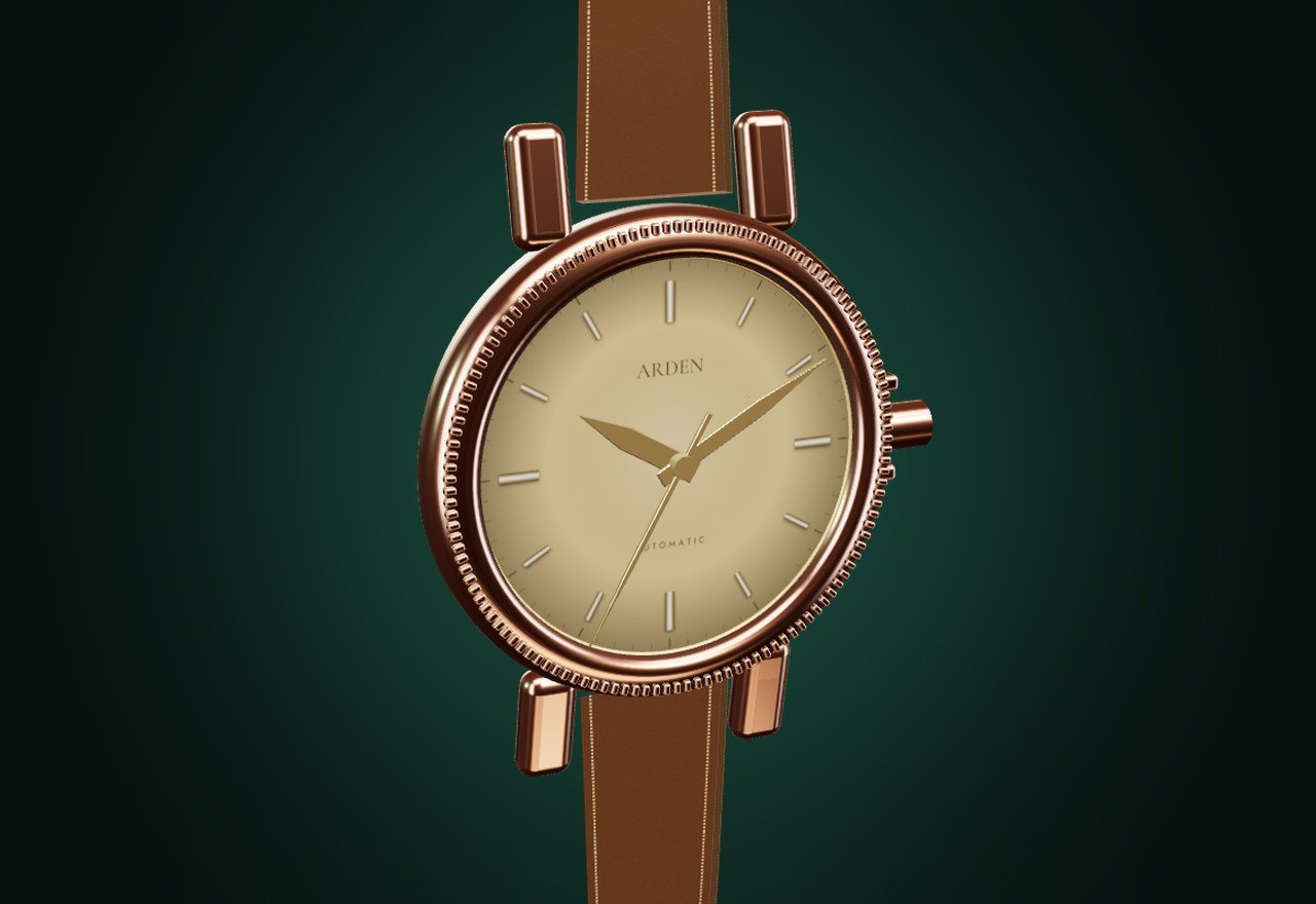 The Aurum watch in rose gold with a champagne dial