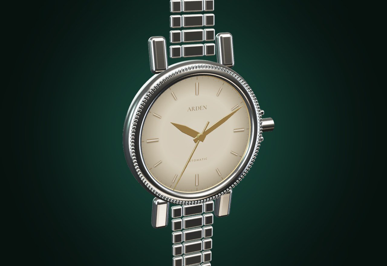 The Meridian watch with an ivory dial on a steel bracelet