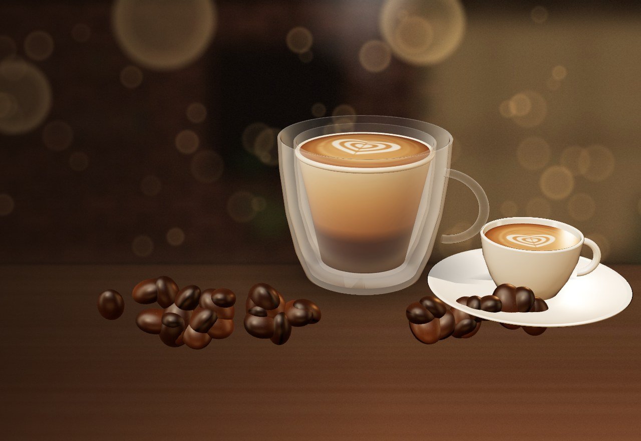 A glass latte on a café table